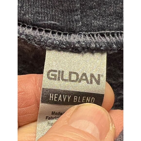 Gildan Heavy Blend Spider Volleyball Graphic Hoodie Blue Gray M Oversized Casual - Picture 5 of 10